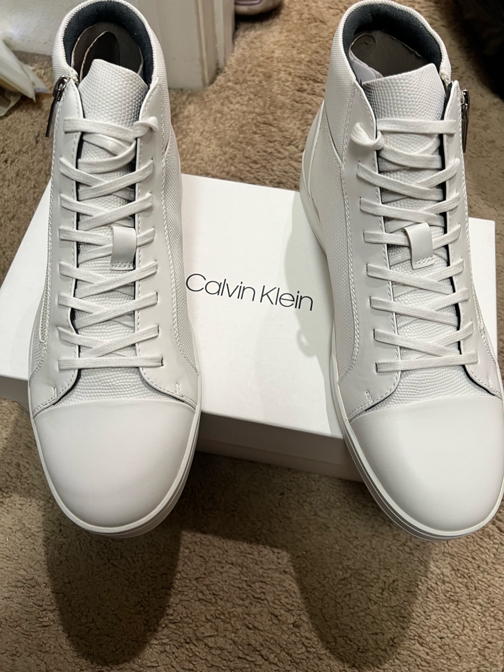 Calvin Klein Leather White High-Top Men's Sneakers